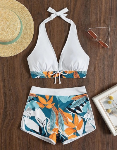 Replica White Printed Beach 2 Piece Halter Bikini Sets Sleeveless Halter #793679 $18.40 USD for Wholesale