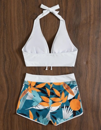 Replica White Printed Beach 2 Piece Halter Bikini Sets Sleeveless Halter #793679 $18.40 USD for Wholesale