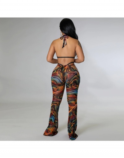 Replica Sexy Printed Pant Trouser And Bikini Sets Sleeveless Halter #793681 $26.07 USD for Wholesale