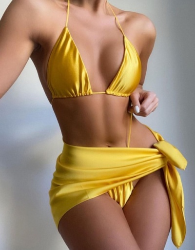 Sexy Solid Bikini Three Piece Sets  Sleeveless Halter #793684 $23.07 USD, Wholesale Fashion Swimsuits