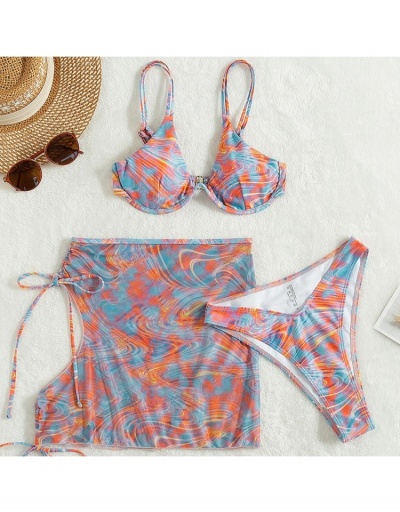 Replica  Sexy Colorblock Split Hem Women's Three-Piece Bikini Sleeveless Sweetheart Neck #793696 $26.33 USD for Wholesale