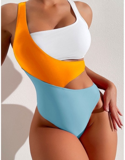 Tank And Color Blocking One Shoulder Bodysuit Sets Sleeveless #793701 $18.15 USD, Wholesale Fashion Swimsuits