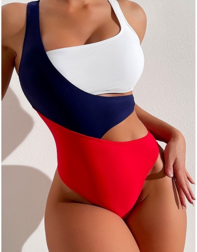 Replica Tank And Color Blocking One Shoulder Bodysuit Sets Sleeveless #793701 $18.15 USD for Wholesale