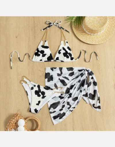 Replica  Sleeveless Cow Pattern Chain Three-Piece Set Sleeveless Halter #793707 $21.42 USD for Wholesale