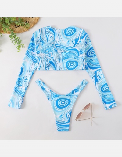 Replica  Printed Long Sleeve Swimsuit Bikini Long Sleeve V Neck #793711 $22.25 USD for Wholesale