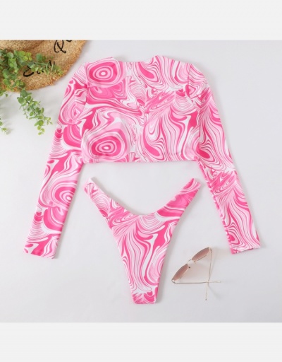 Replica  Printed Long Sleeve Swimsuit Bikini Long Sleeve V Neck #793711 $22.25 USD for Wholesale