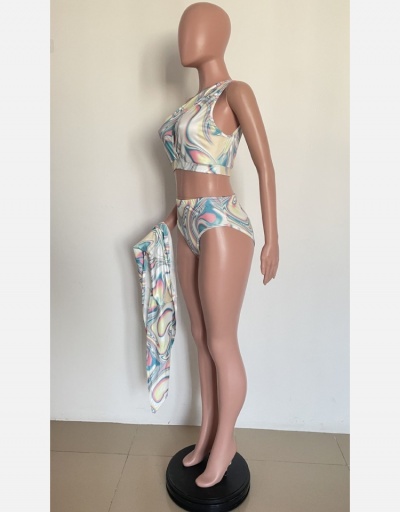 Replica One Shoulder Cut Out 3 Piece Swimsuit Inclined Shoulder #793720 $22.23 USD for Wholesale