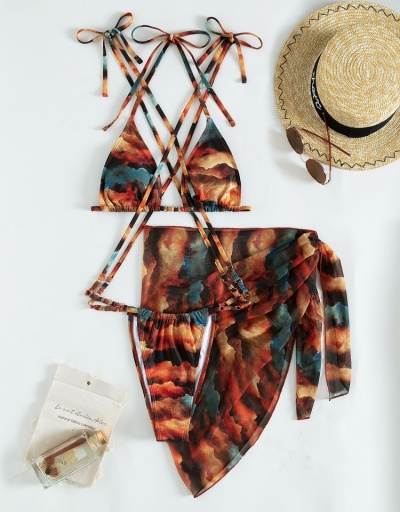  Sexy Bandage Tie Dyed Three-Piece Swimsuit Sleeveless #793723 $19.50 USD, Wholesale Fashion Swimsuits