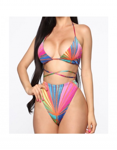 Replica  Tie Wrap Printed Halter 3 Piece Bikini Sets Sleeveless Halter #793735 $24.90 USD for Wholesale