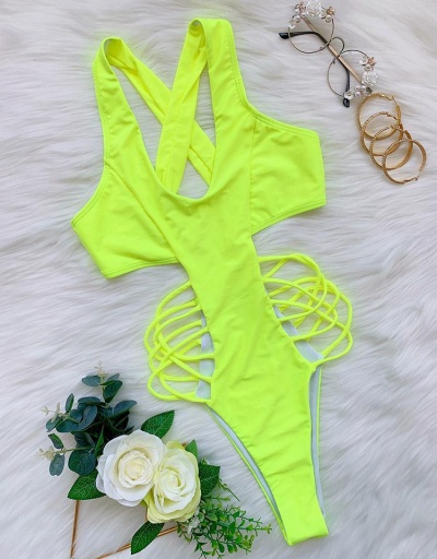 Replica New Arrival Solid Cutout One Piece Bathing Suit Sleeveless U Neck #793757 $15.15 USD for Wholesale