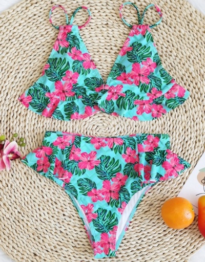 Replica  Women's Printed V-Neck Ruffled 2 Piece Bikini Sets Sleeveless V Neck #793759 $25.76 USD for Wholesale