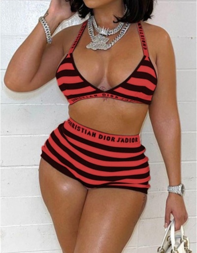 Sexy Striped Two Piece Bikini Sets Sleeveless U Neck #793760 $22.82 USD, Wholesale Fashion Swimsuits