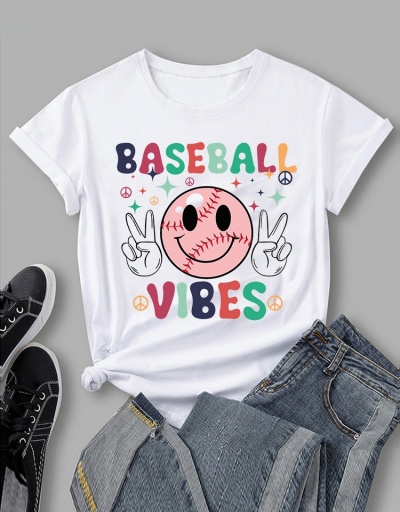 Replica Funny White Printed T Shirt Tops For Women Short Sleeve Crew Neck #793763 $16.97 USD for Wholesale