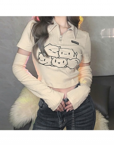  Fashion Style Cute Animals Print T-shirt With Arm Sleeves Short Sleeve Turndown Collar #793768 $24.18 USD, Wholesale Fashion T-Shirts