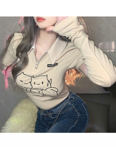 Replica  Fashion Style Cute Animals Print T-shirt With Arm Sleeves Short Sleeve Turndown Collar #793768 $24.18 USD for Wholesale