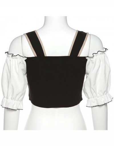 Replica  Contrast Color Bandage Patchwork Top Short Sleeve Square Neck #793770 $25.11 USD for Wholesale