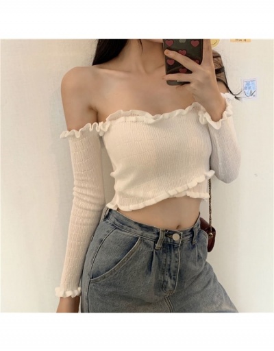 Off Shoulder Pure Color Stringy Selvedge Long Sleeve Top Long Sleeve Boat Neck #793781 $9.26 USD, Wholesale Fashion T-Shirts