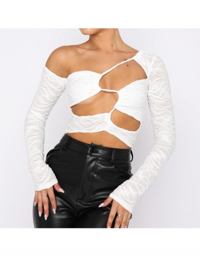 Replica Designer Latest Cut Out Inclined Shoulder Fitted Tops Long Sleeve Inclined Shoulder #793787 $19.45 USD for Wholesale