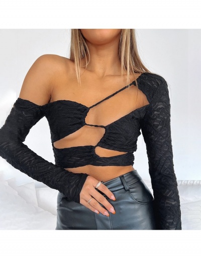 Replica Designer Latest Cut Out Inclined Shoulder Fitted Tops Long Sleeve Inclined Shoulder #793787 $19.45 USD for Wholesale