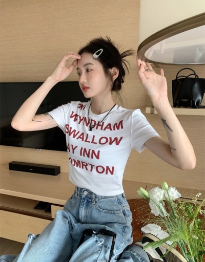  Letter Printing Short Sleeve T-Shirt Short Sleeve Crew Neck #793792 $24.89 USD, Wholesale Fashion T-Shirts