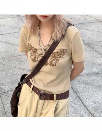 Replica  Retro Printing V-Neck Short Sleeve T-Shirt Short Sleeve V Neck #793803 $19.12 USD for Wholesale