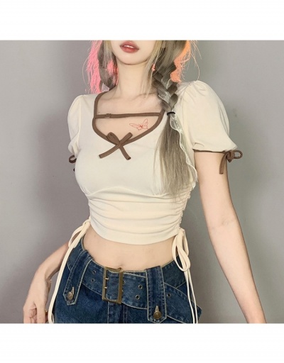  Summer Sexy Slim Short Sleeve Crop T Shirt Short Sleeve Crew Neck #793809 $17.50 USD, Wholesale Fashion T-Shirts