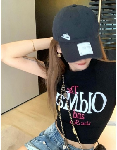 Replica Stylish Letter Printed Crop T Shirts For Women Short Sleeve Crew Neck #793814 $18.40 USD for Wholesale