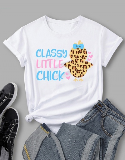 Replica Cute Leopard Little Chick Graphic Black T Shirts Short Sleeve Crew Neck #793818 $16.97 USD for Wholesale