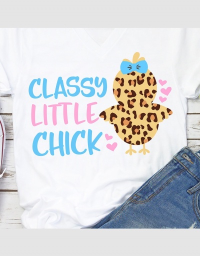 Replica Cute Leopard Little Chick Graphic Black T Shirts Short Sleeve Crew Neck #793818 $16.97 USD for Wholesale