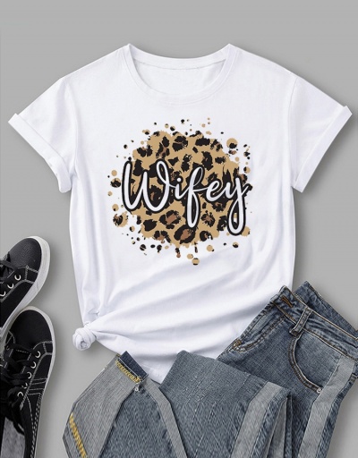 Replica Leopard  Pattern  Casual Stylish T Shirts For Women Short Sleeve Crew Neck #793821 $15.76 USD for Wholesale