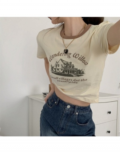 Replica Summer Trending Printed Gray Short T Shirts For Women Short Sleeve Crew Neck #793825 $10.53 USD for Wholesale