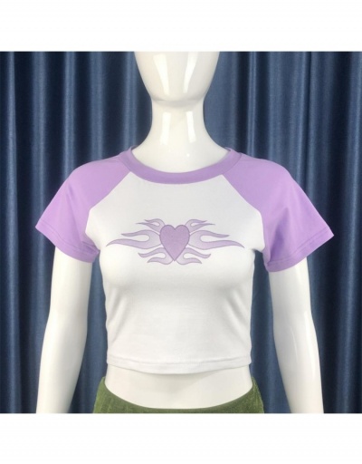 Replica  Summer Heart Print Short Sleeve Crop T Shirt Short Sleeve Crew Neck #793831 $17.55 USD for Wholesale