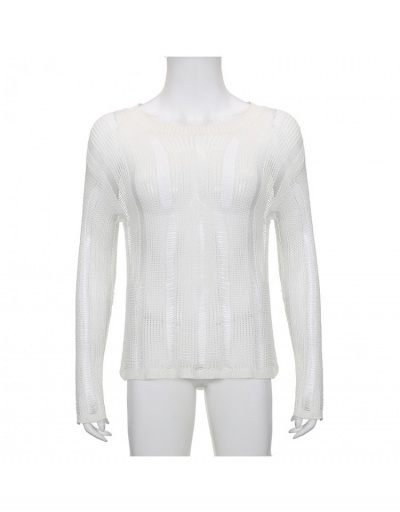 Replica Fall White Solid Long Sleeve Ladies Tops Long Sleeve O Neck #793832 $22.70 USD for Wholesale