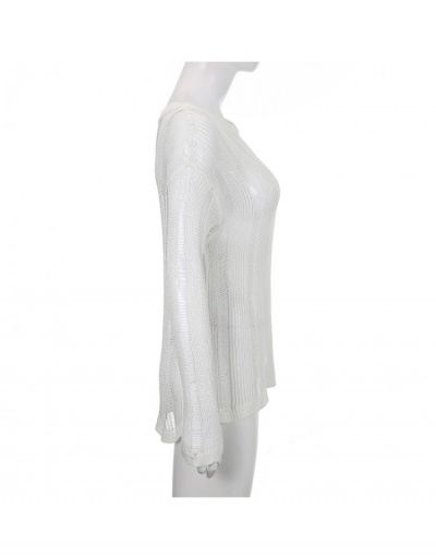 Replica Fall White Solid Long Sleeve Ladies Tops Long Sleeve O Neck #793832 $22.70 USD for Wholesale