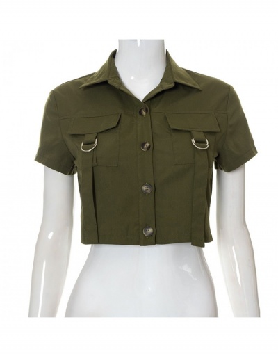 Replica  Summer Pure Color Women's Top Short Sleeve Turndown Collar #793834 $26.19 USD for Wholesale