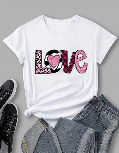 Replica Leopard Letter  Plaid  Printed Summer Cute T Shirts Short Sleeve Crew Neck #793841 $17.45 USD for Wholesale