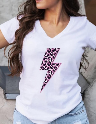 Replica Lightning Leopard White Summer  Trending T Shirts For Women Short Sleeve Crew Neck #793842 $18.12 USD for Wholesale