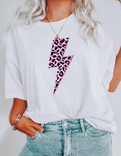 Replica Lightning Leopard White Summer  Trending T Shirts For Women Short Sleeve Crew Neck #793842 $18.12 USD for Wholesale