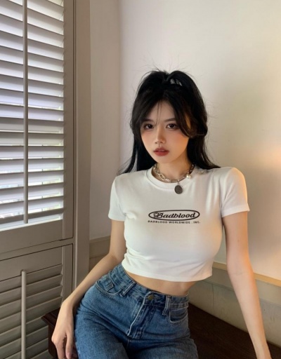 Replica Fashion Casual Letter Printing Girl's Short Sleeve T-Shirt Short Sleeve Crew Neck #793846 $6.89 USD for Wholesale