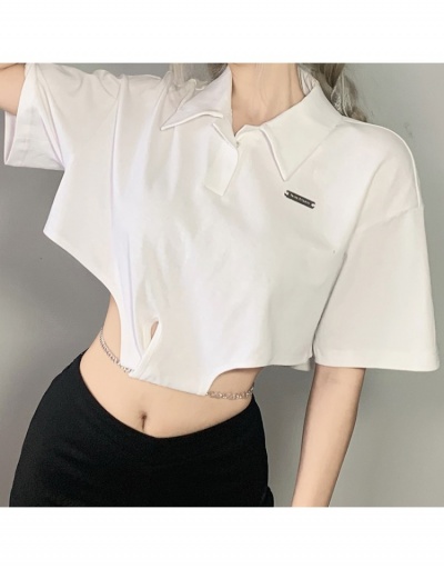 Replica  Short Sleeve Pure Color Top Short Sleeve Turndown Collar #793849 $20.80 USD for Wholesale