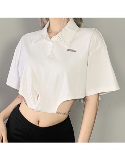 Replica  Short Sleeve Pure Color Top Short Sleeve Turndown Collar #793849 $20.80 USD for Wholesale