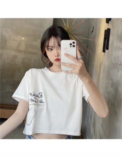 Replica  Summer Chain Decorated Letter Printing Top Short Sleeve Crew Neck #793852 $8.45 USD for Wholesale