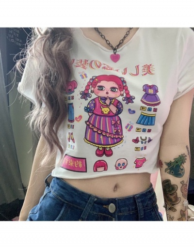 Replica Summer Cute Cartoon Printed Short Sleeve Top Short Sleeve Crew Neck #793855 $7.54 USD for Wholesale