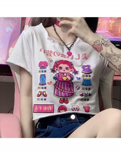 Replica Summer Cute Cartoon Printed Short Sleeve Top Short Sleeve Crew Neck #793855 $7.54 USD for Wholesale