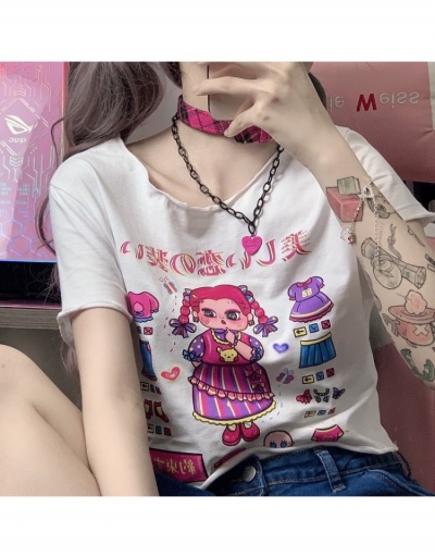 Replica Summer Cute Cartoon Printed Short Sleeve Top Short Sleeve Crew Neck #793855 $7.54 USD for Wholesale