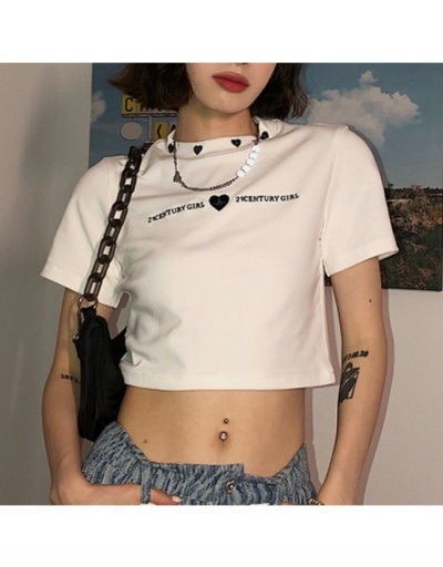  Summer Korean Letter Embroidery Round Neck Women's T-Shirt Short Sleeve Crew Neck #793858 $7.53 USD, Wholesale Fashion T-Shirts