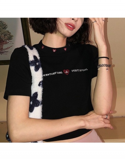 Replica  Summer Korean Letter Embroidery Round Neck Women's T-Shirt Short Sleeve Crew Neck #793858 $7.53 USD for Wholesale