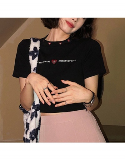 Replica  Summer Korean Letter Embroidery Round Neck Women's T-Shirt Short Sleeve Crew Neck #793858 $7.53 USD for Wholesale