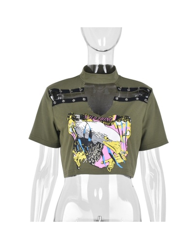 Replica  Sexy Hollowed Out Printing Women's Top Short Sleeve Crew Neck #793862 $21.63 USD for Wholesale