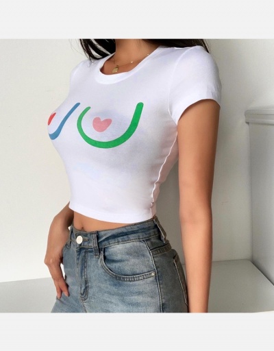 Replica Summer Cute Printed Causal Cropped T Shirt Short Sleeve Crew Neck #793867 $13.91 USD for Wholesale